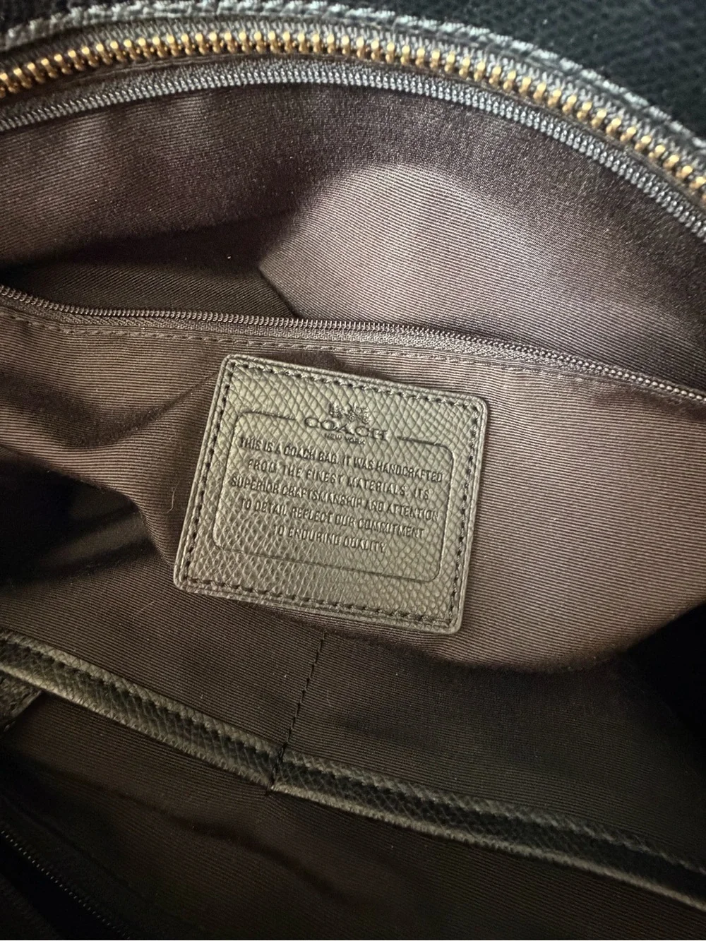 Coach Black Leather Tote with Gold Accent